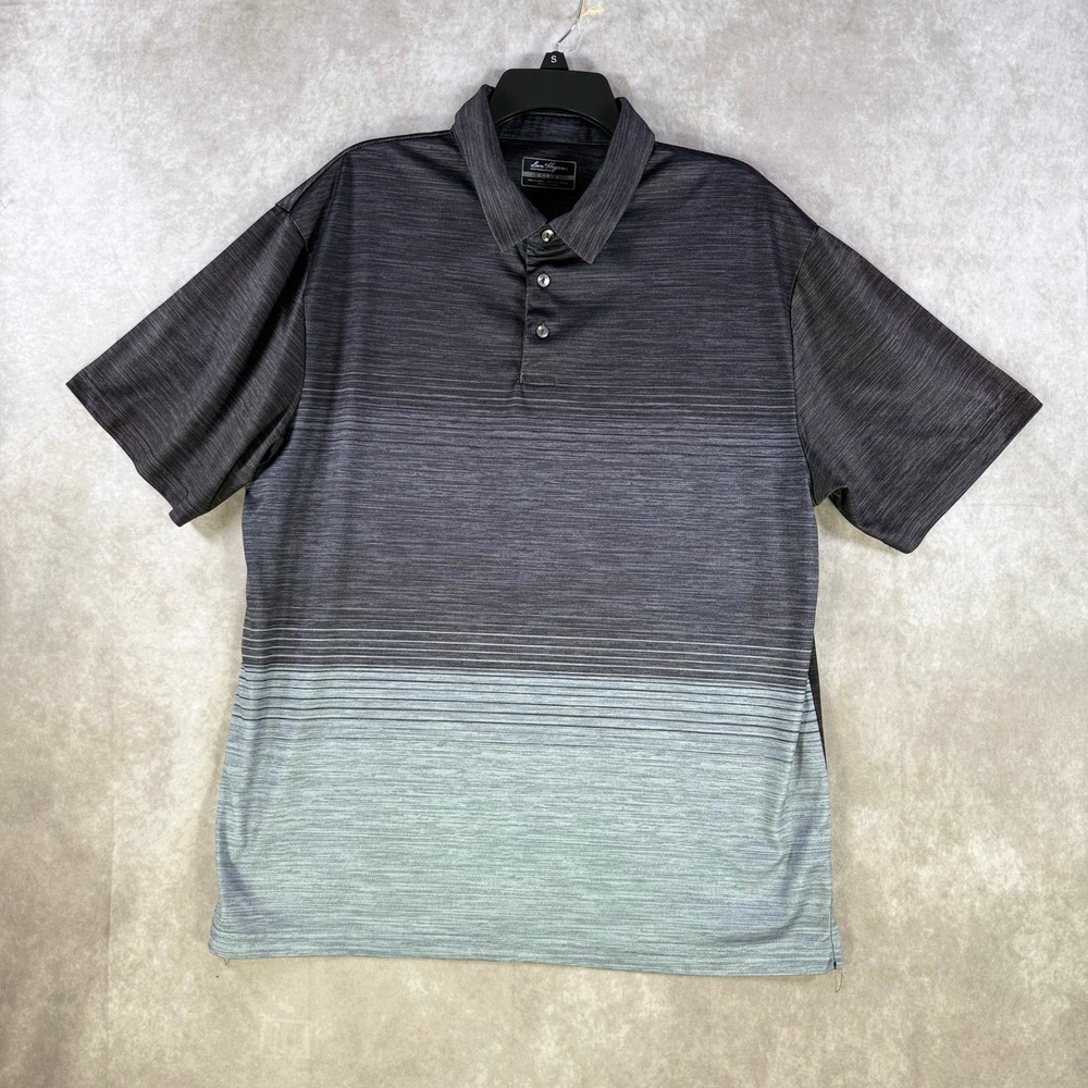 Ben Hogan Polo Shirt Mens Large Grey Ombre Performance Space Dye Golf Dad Casual